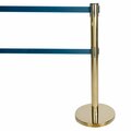 Aarco HS-27 Satin 40in Crowd Control / Guidance Stanchion with Dual 84in Green Retractable Belts 116HS27GN